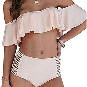 Adorable off shoulder high waist bikini set size L